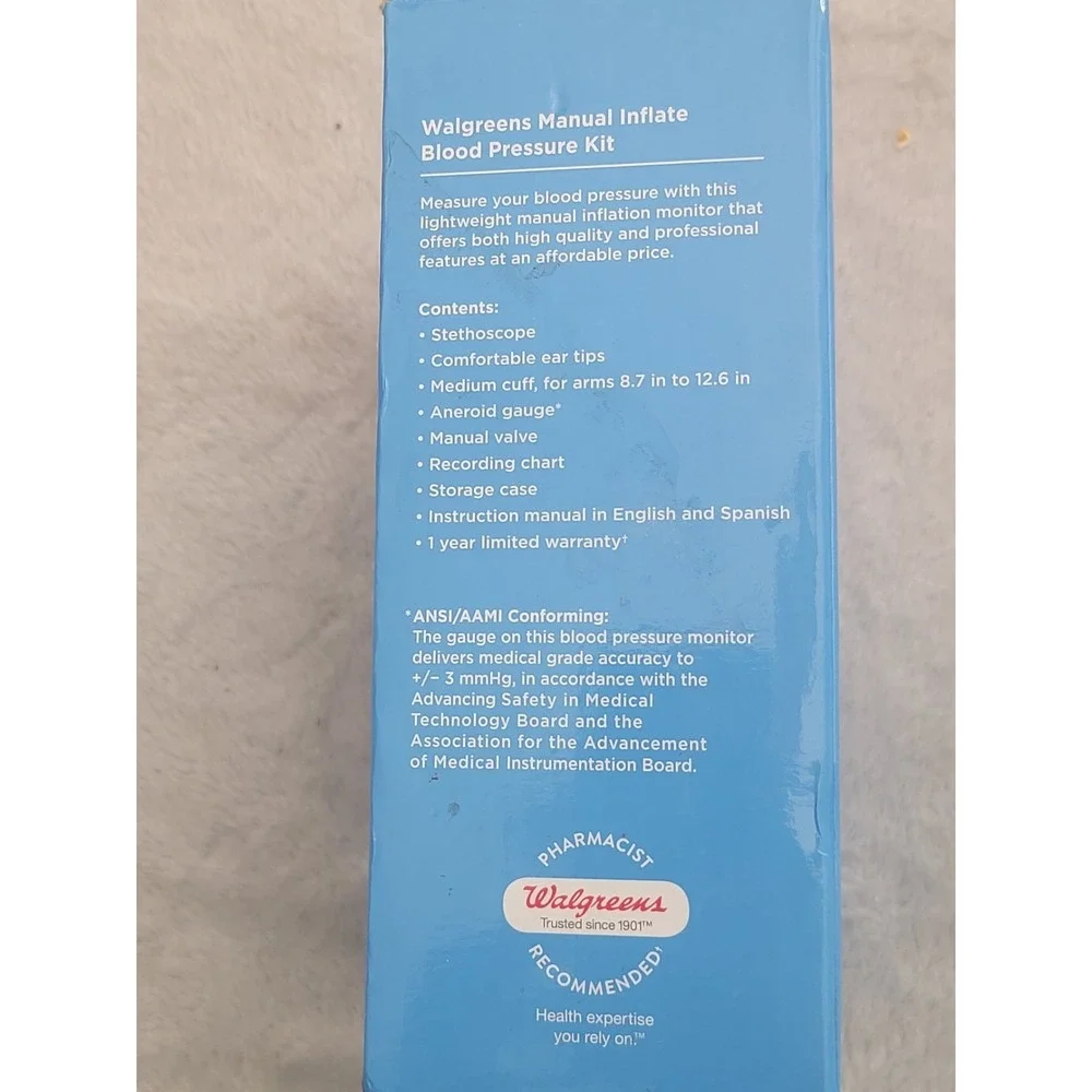 Walgreens Manual Blood Pressure Kit Sealed Arm Cuff & Stethoscope Monitor